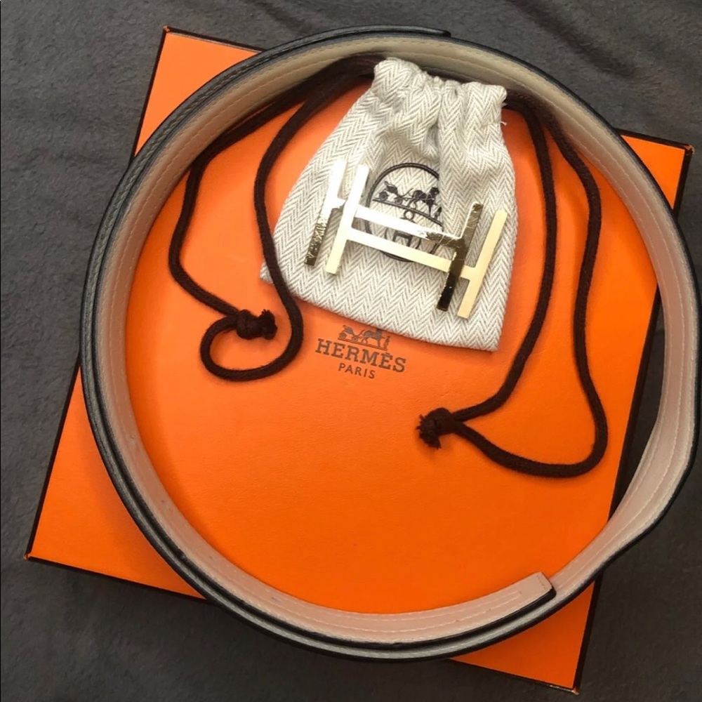 Hermes Reversible Black White Belt